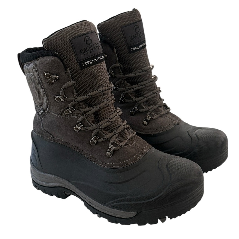 Magellan Outdoors Mens Brown Suede Black Rubber Snow Rain Boots Men 8D